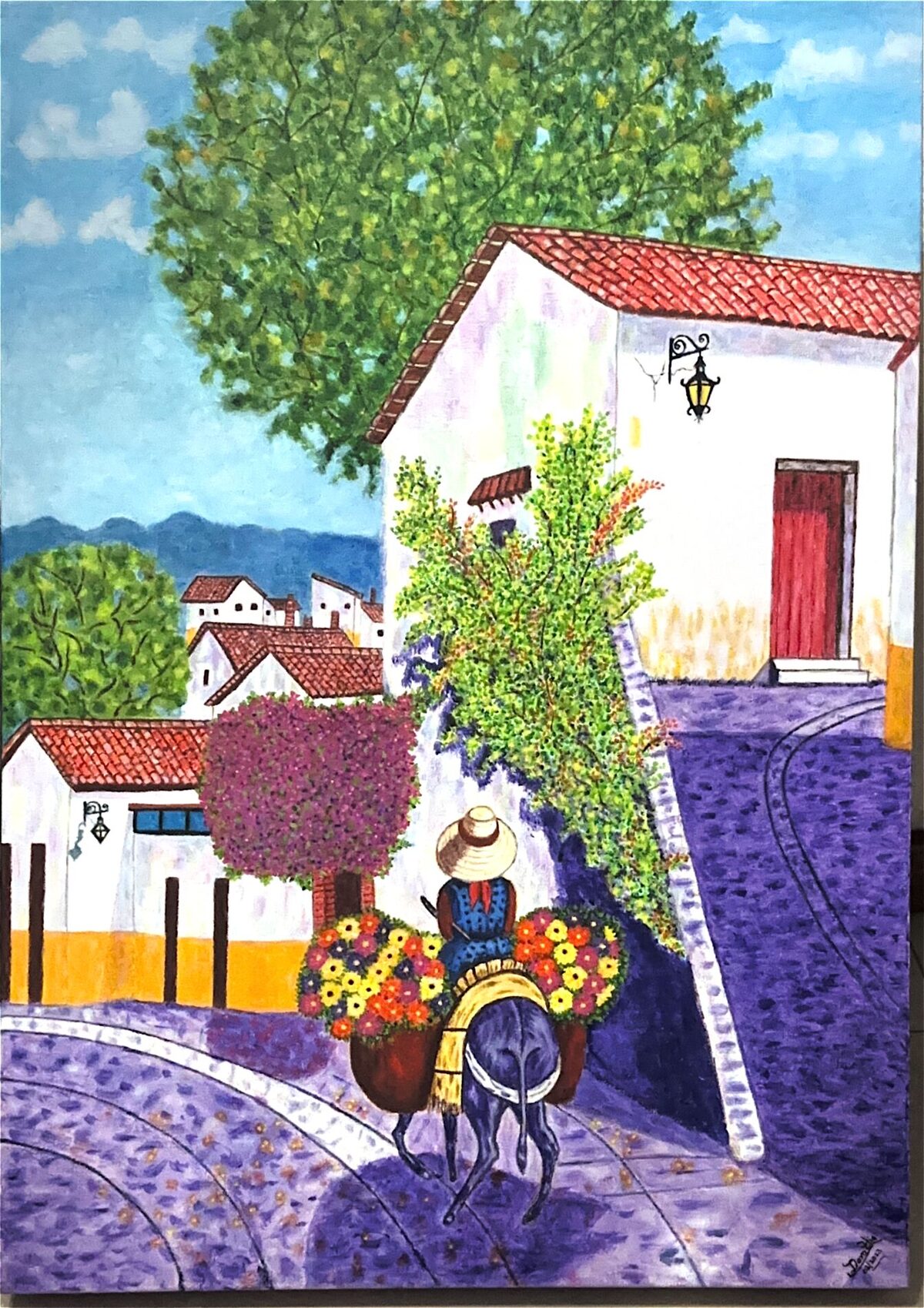 Cargando Flores Hacia el Mercado - Obra original por Dora